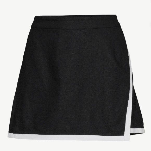 NEW Scoop Black White Wrap Front Linen Tennis Preppy Office Mini Skort Large - Picture 8 of 14
